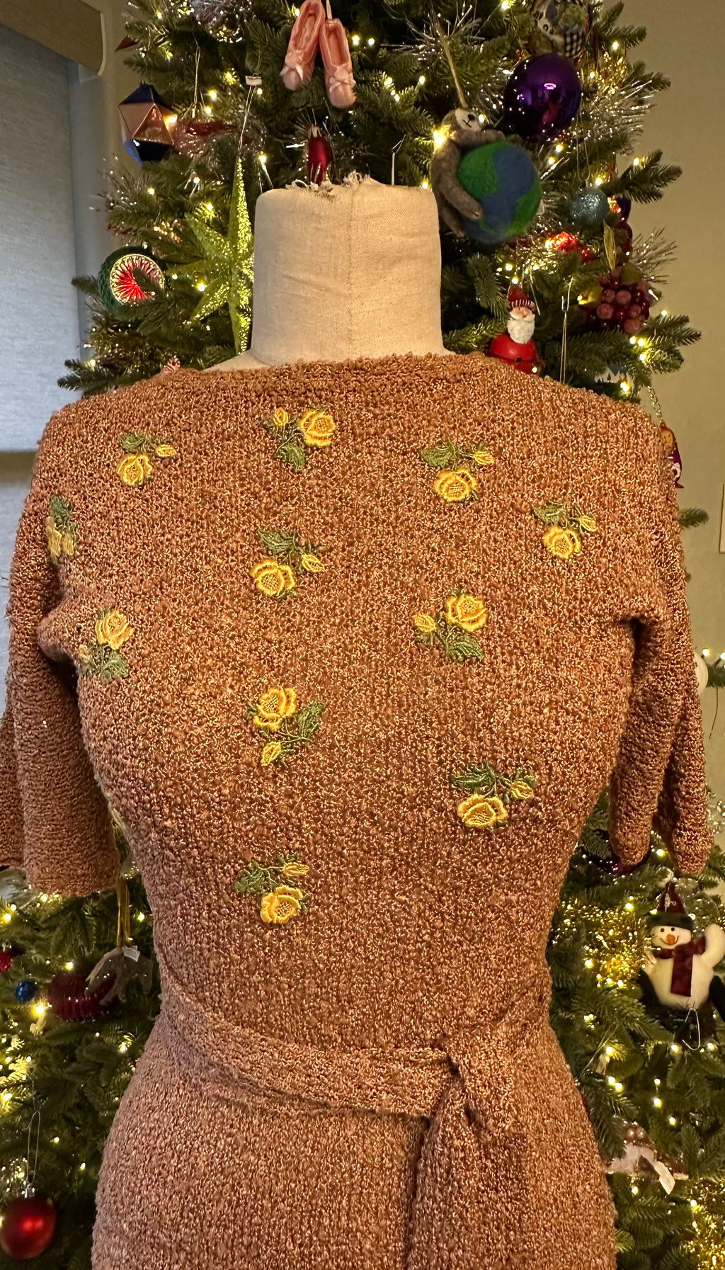 Vintage 1970's Crochet Silk Dress -Premium Vintage