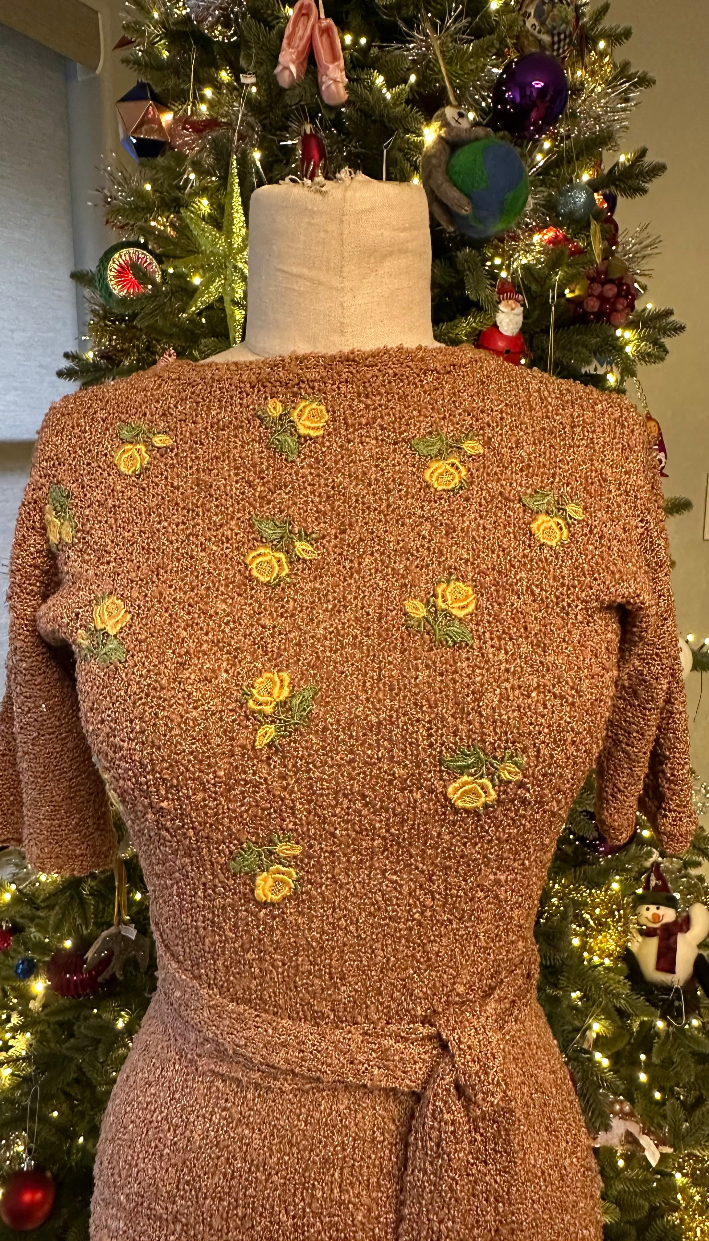 Vintage 1970's Crochet Silk Dress -Premium Vintage