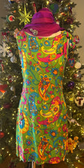 Vintage 1960's Psychedelic Paisley Print Mini Dress