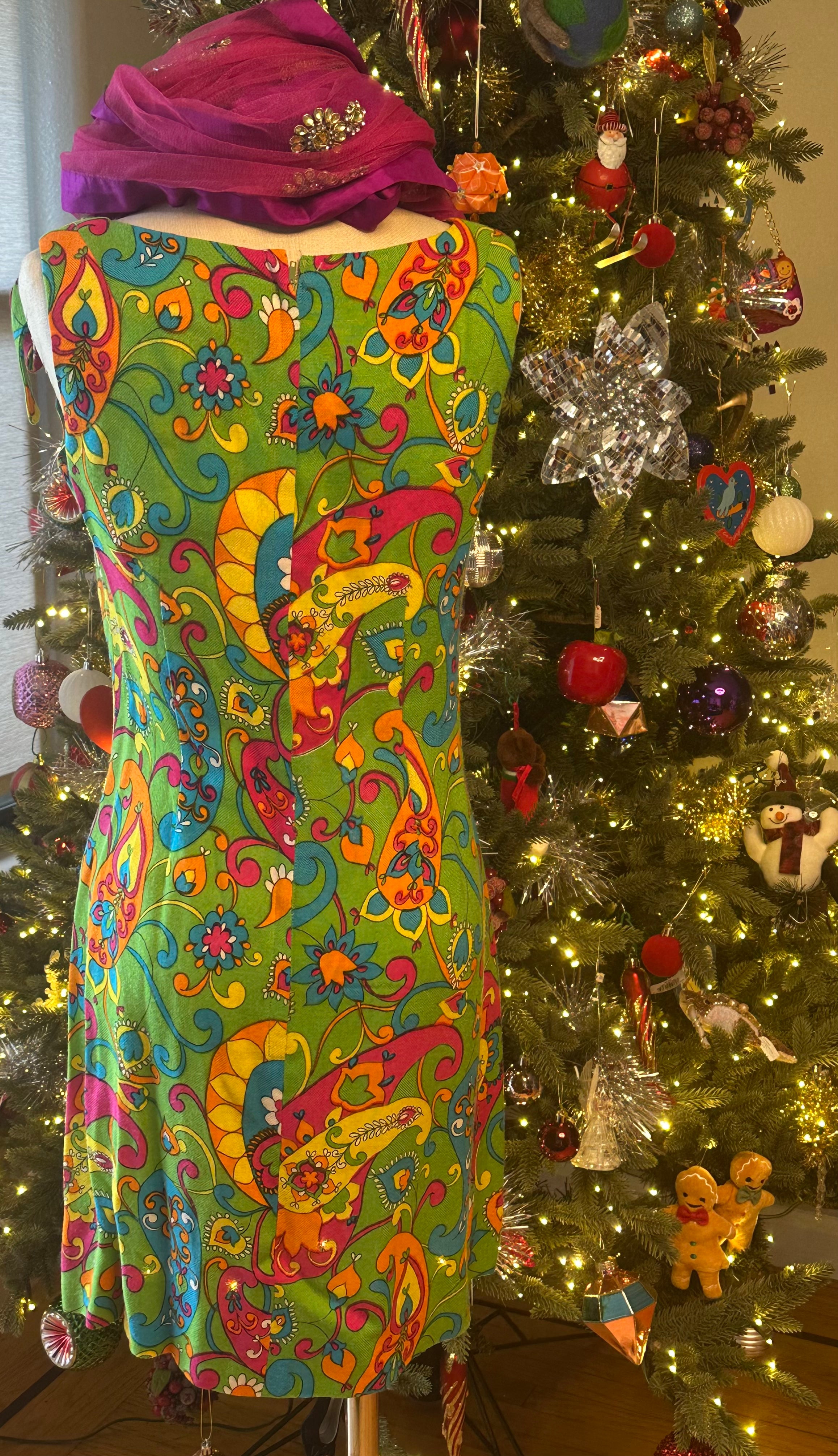 Vintage 1960's Psychedelic Paisley Print Mini Dress