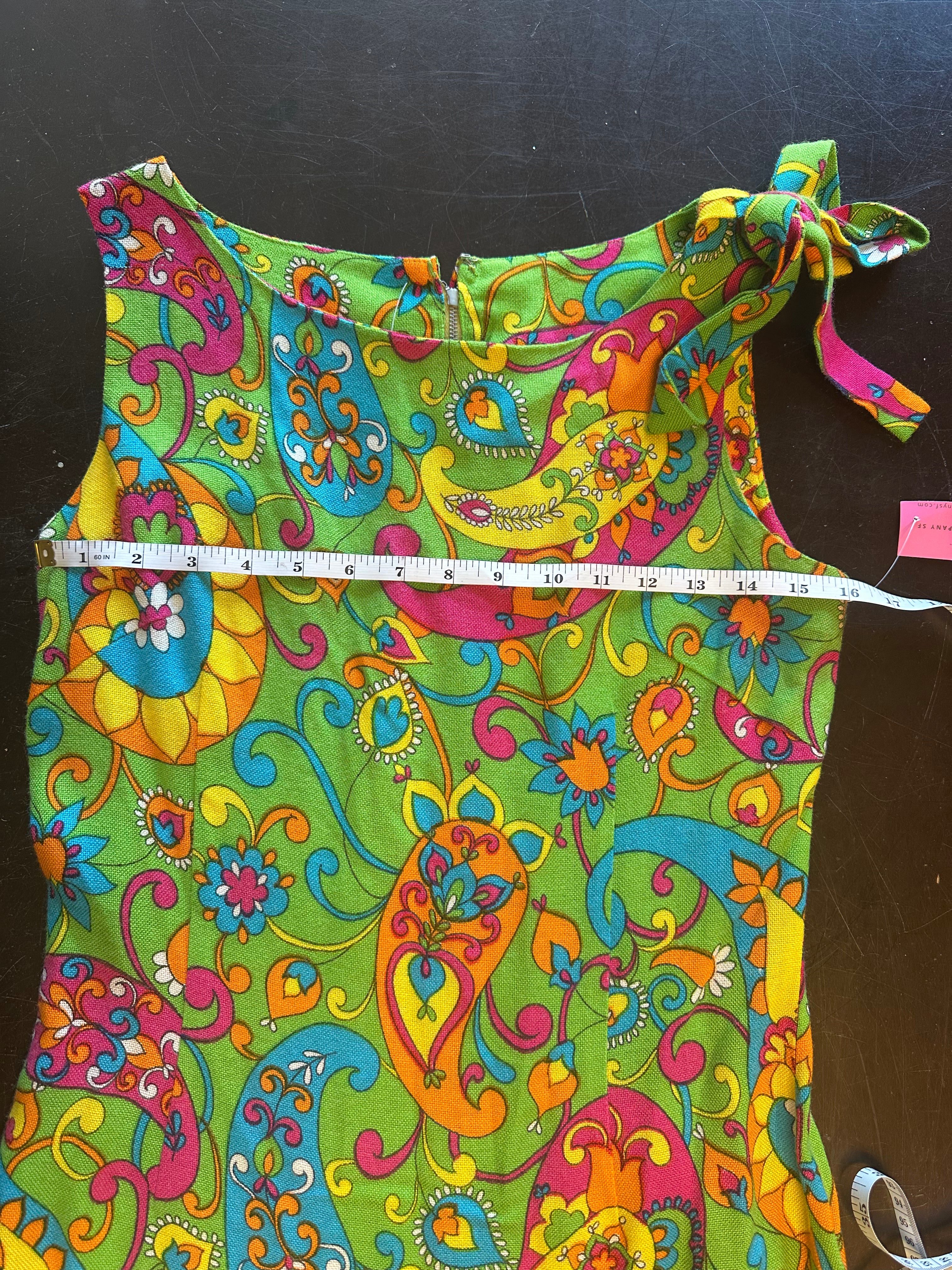 Vintage 1960's Psychedelic Paisley Print Mini Dress