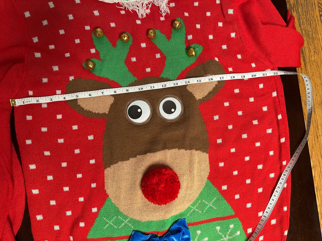 Ugly Holiday Goodly Eyed Reindeer Sweater L/XL