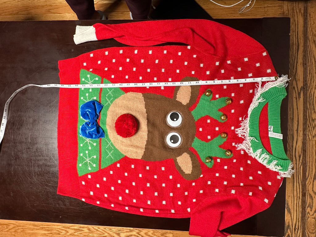 Ugly Holiday Goodly Eyed Reindeer Sweater L/XL