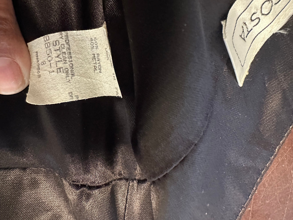 Black Satin Vicky Tiel Tea Length Couture Dress