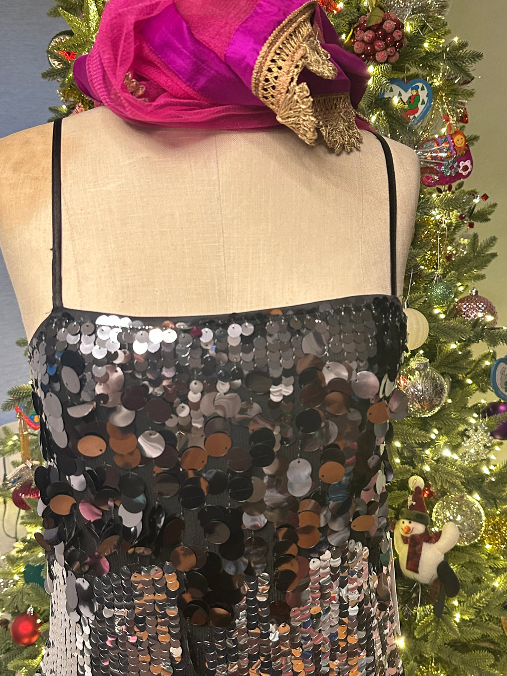 Silver Sequin Strapless  Mini Dress