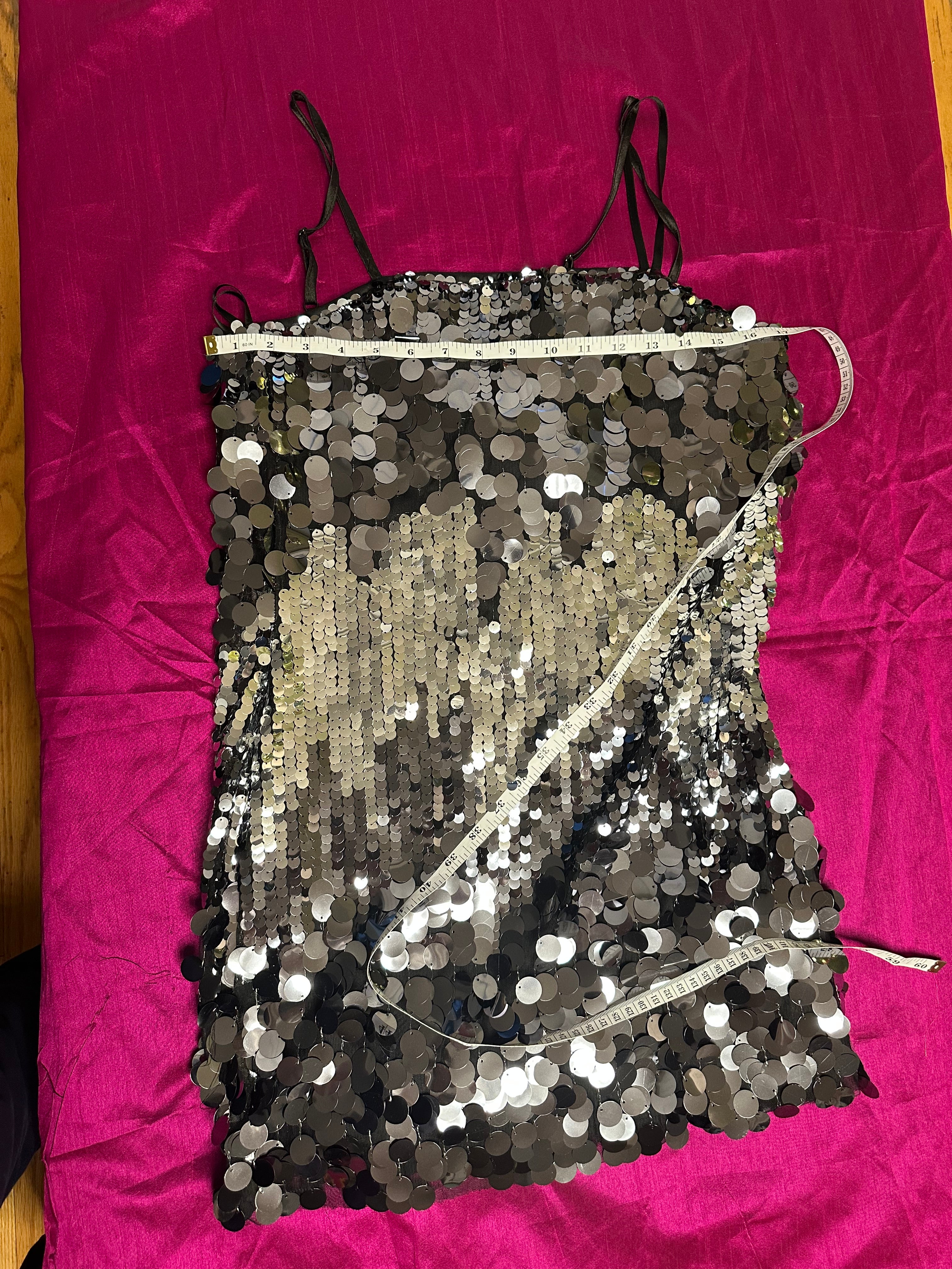 Silver Sequin Strapless  Mini Dress