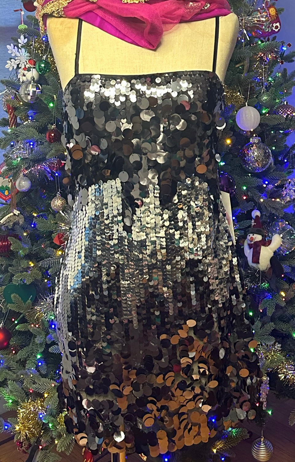 Silver Sequin Strapless  Mini Dress