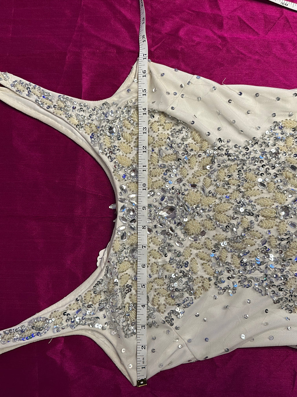 Vintage Adrianna Papell Elegant Cream Sequined Dress