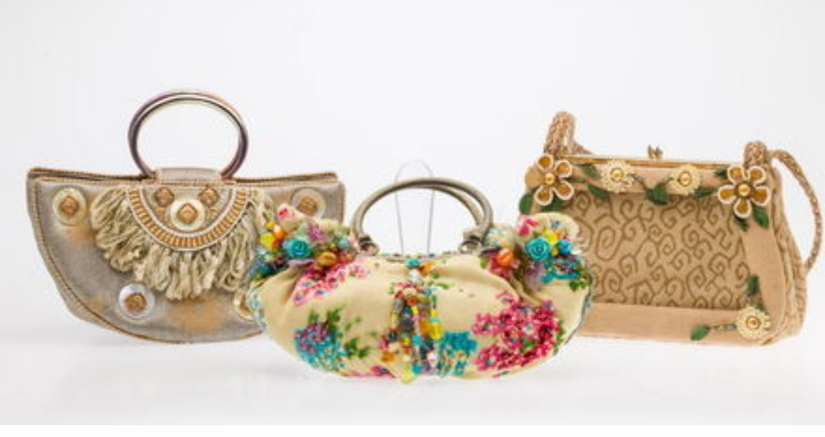 Vintage Mary Frances Embellished Half Moon Handbag