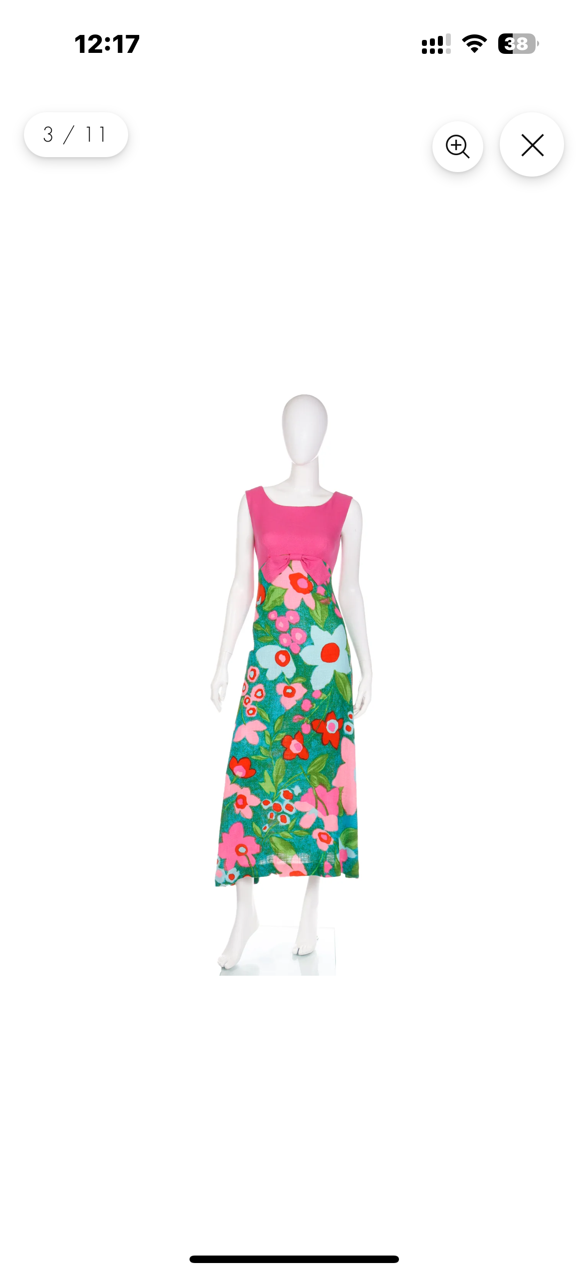 Vintage 1960's Linen Empire Vibrant Pink Dress