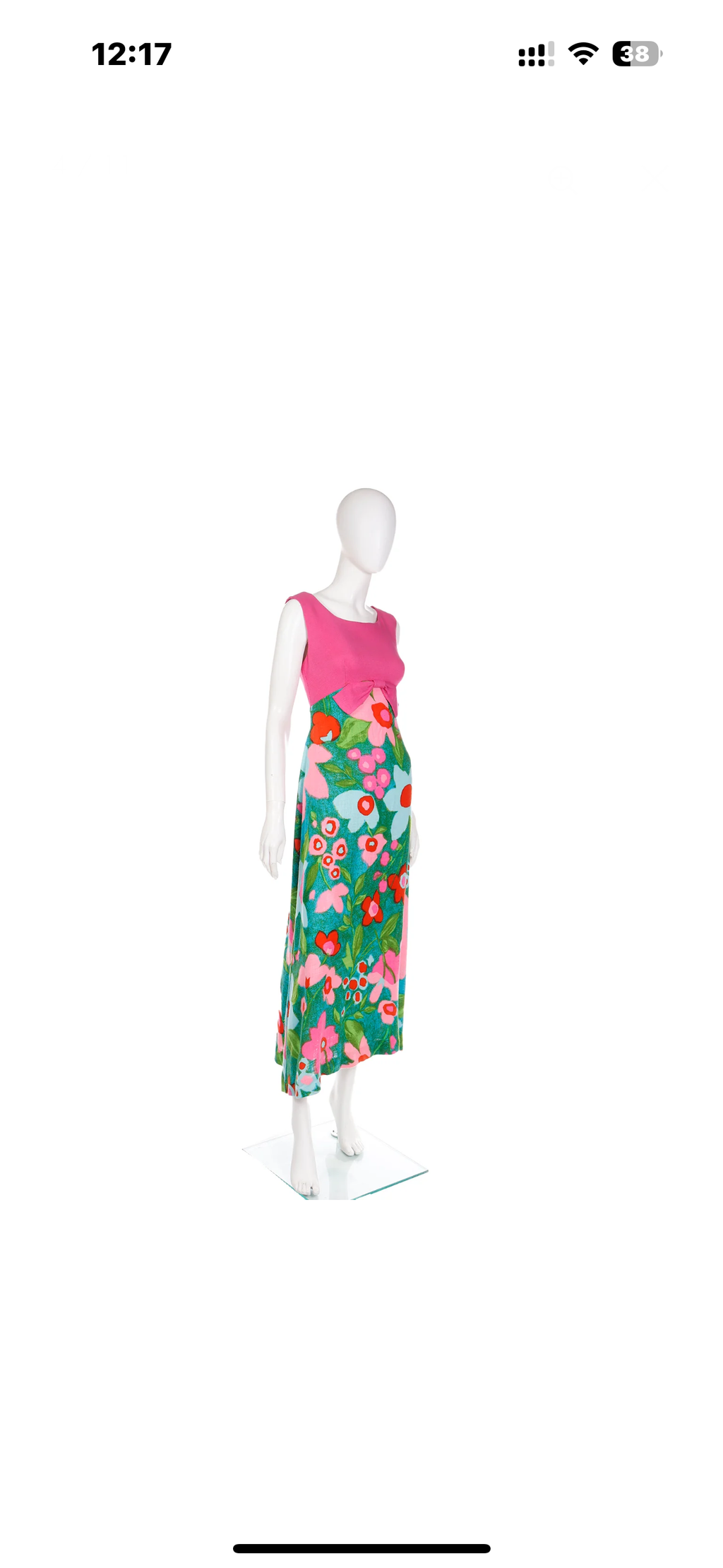 Vintage 1960's Linen Empire Vibrant Pink Dress