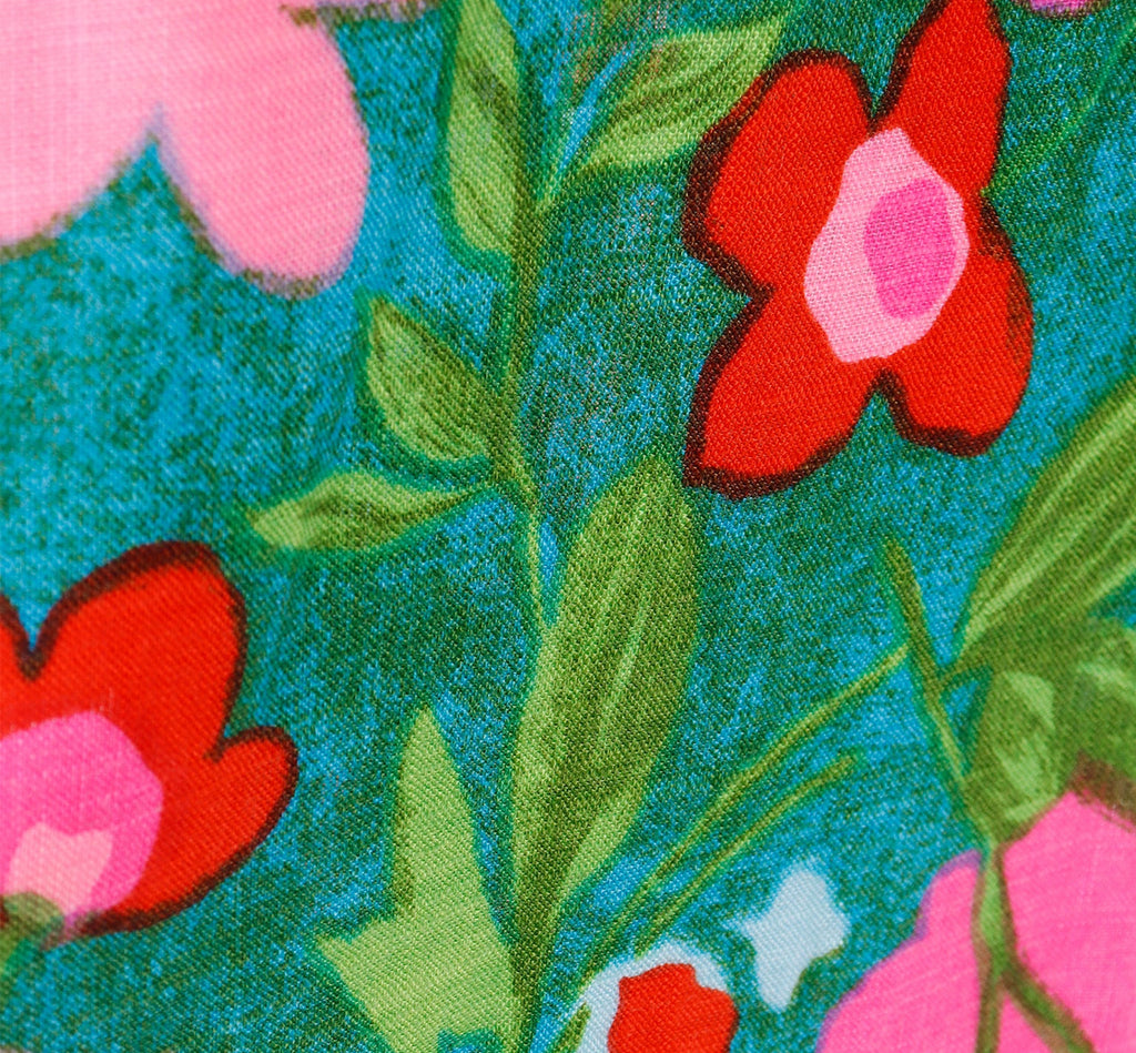 Vintage 1960's Linen Empire Vibrant Pink Dress