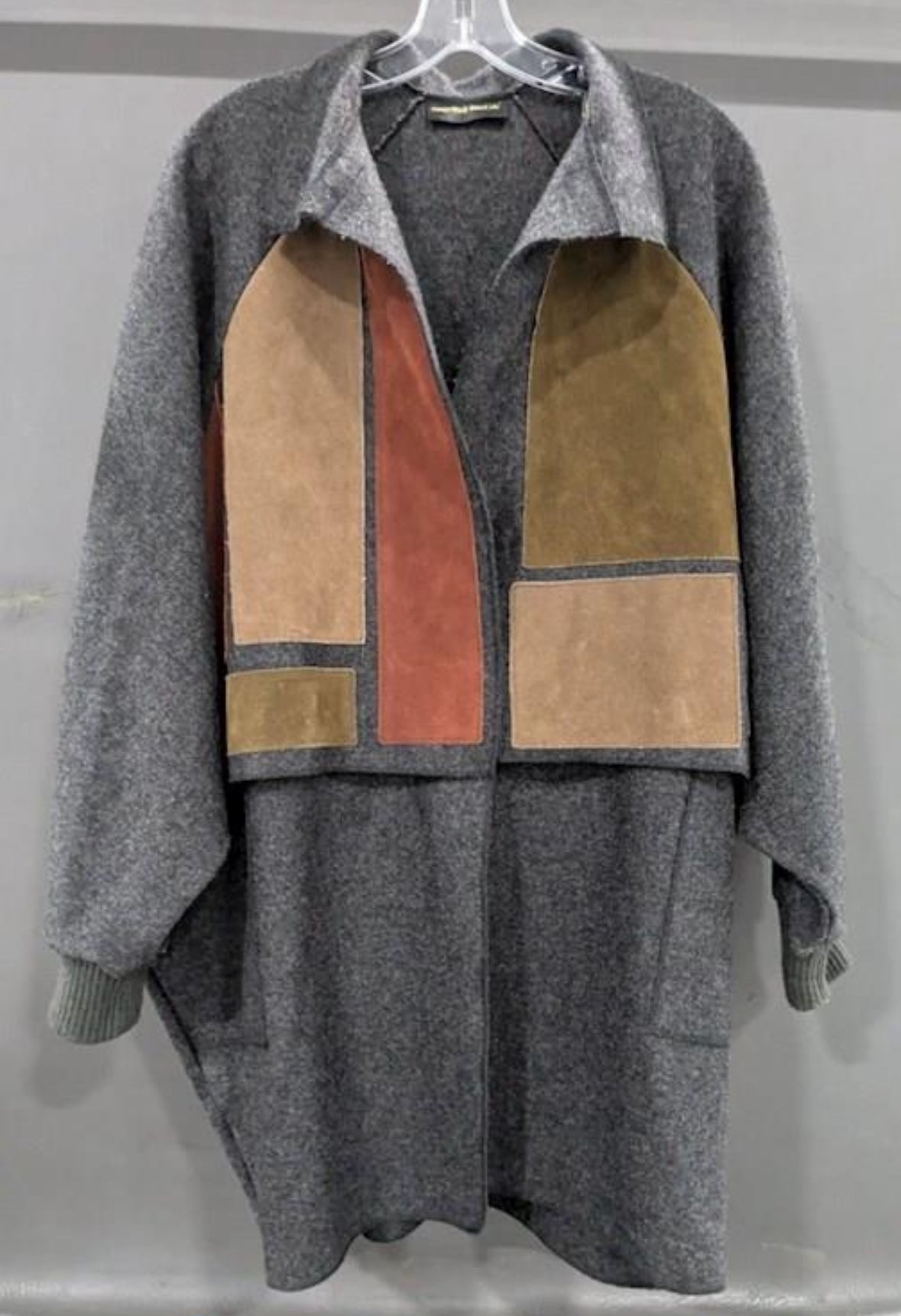 Vintage 1980's OSGOOD SMUK  Patchwork Suede and Wool Poncho Coat