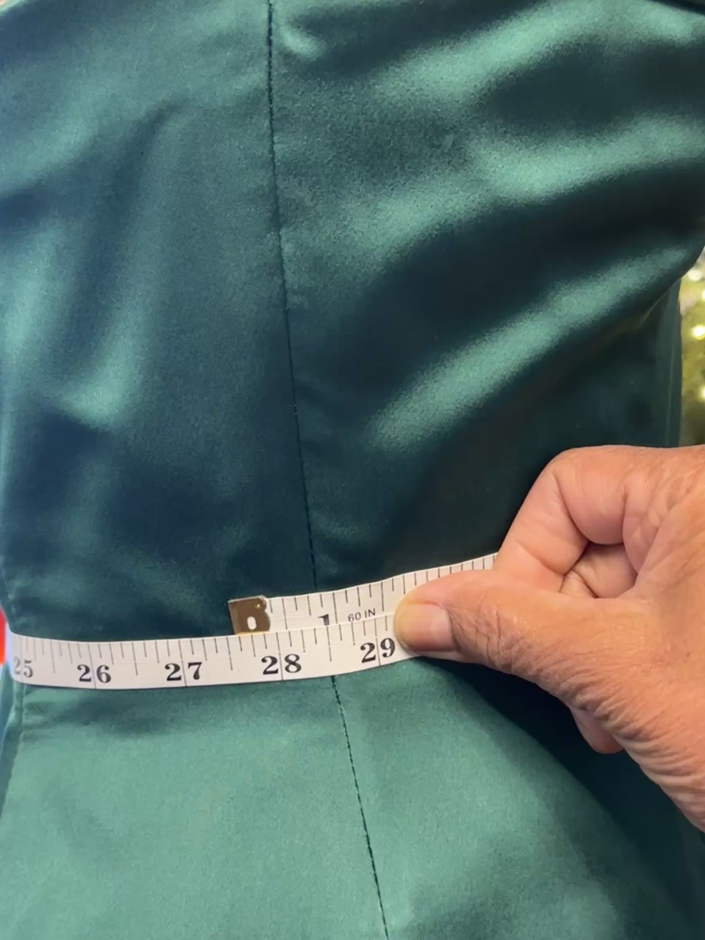 Vintage 1980's Vicky Tiel Couture Green Satin Strapless Dress with Rosette